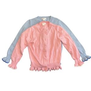 Crewcuts J. Crew Ruffle Cardigan Bundle‎ (2 Sweaters) Pink & Blue Size 4-5 EUC